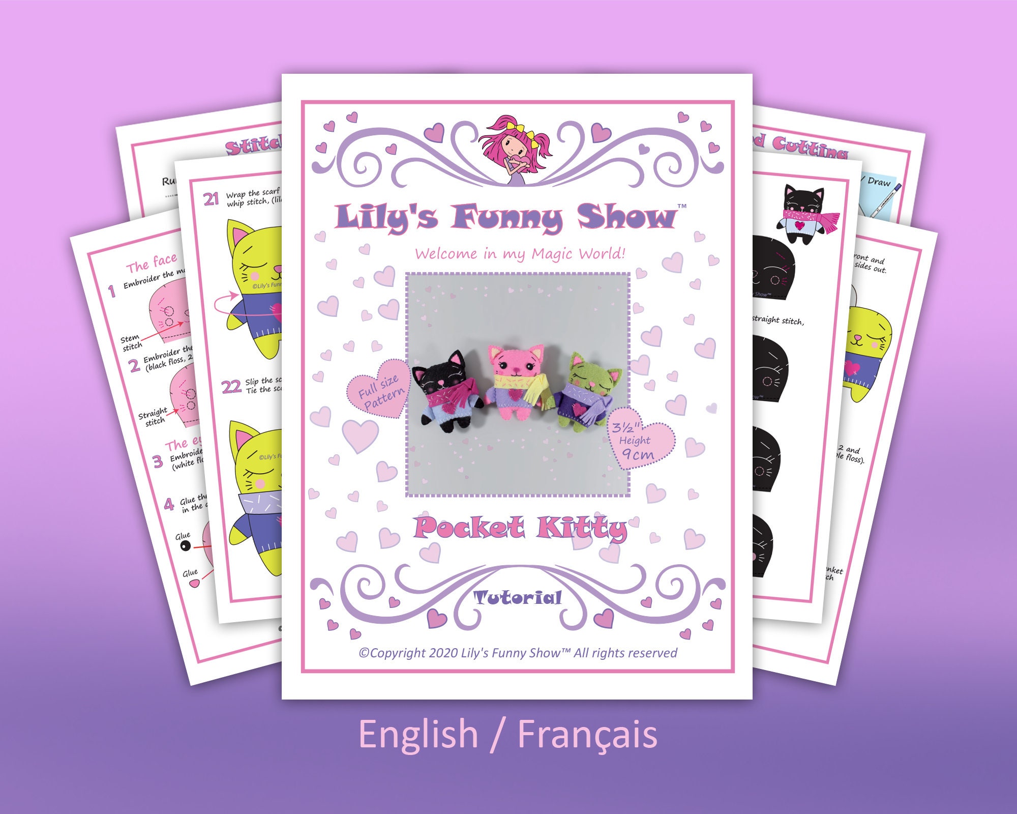 Felt Pocket Kitty-pdf Pattern & Svg-plush Sewing Pattern - Etsy