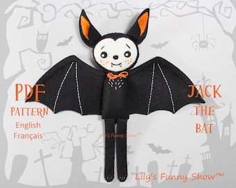 Filzfledermaus-PDF&SVG-Muster-Nähmuster für Plüschtier-Halloween