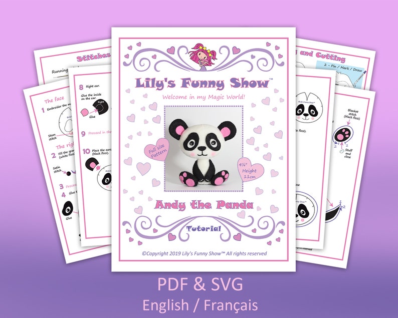 Felt Panda-PDF Pattern & SVG-Plush sewing pattern image 7