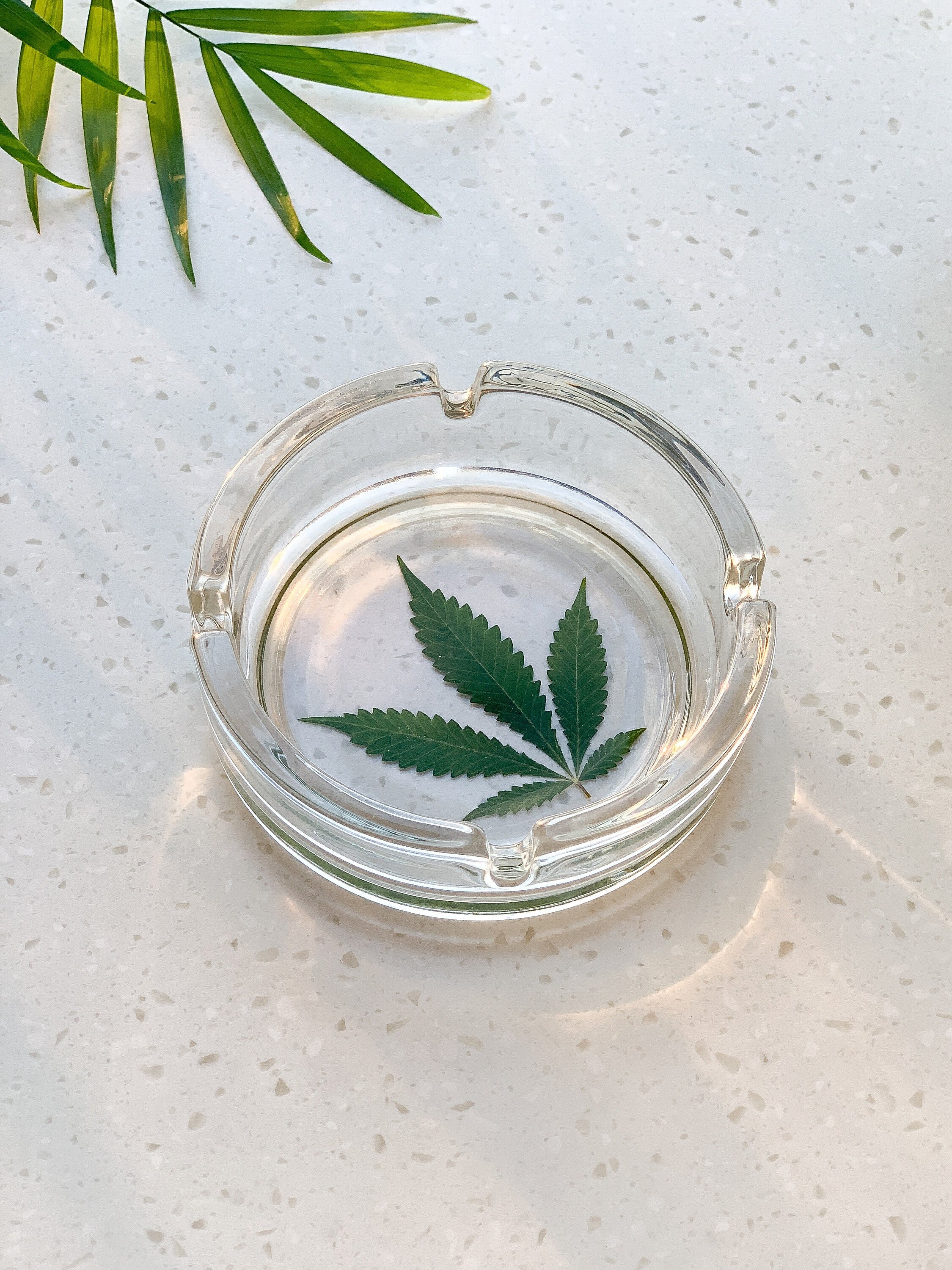Glass Home Ashtray Marijuana Leaf Shape Ashtrays for Weed 420 Cannabis