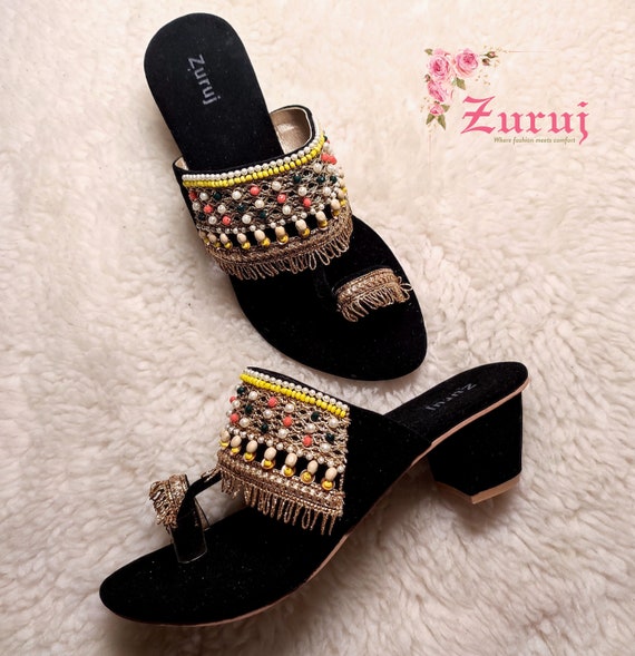 fcity.in - Stylish Casual Women Heels Fancy Heel Sandals Slippers Black  Solid