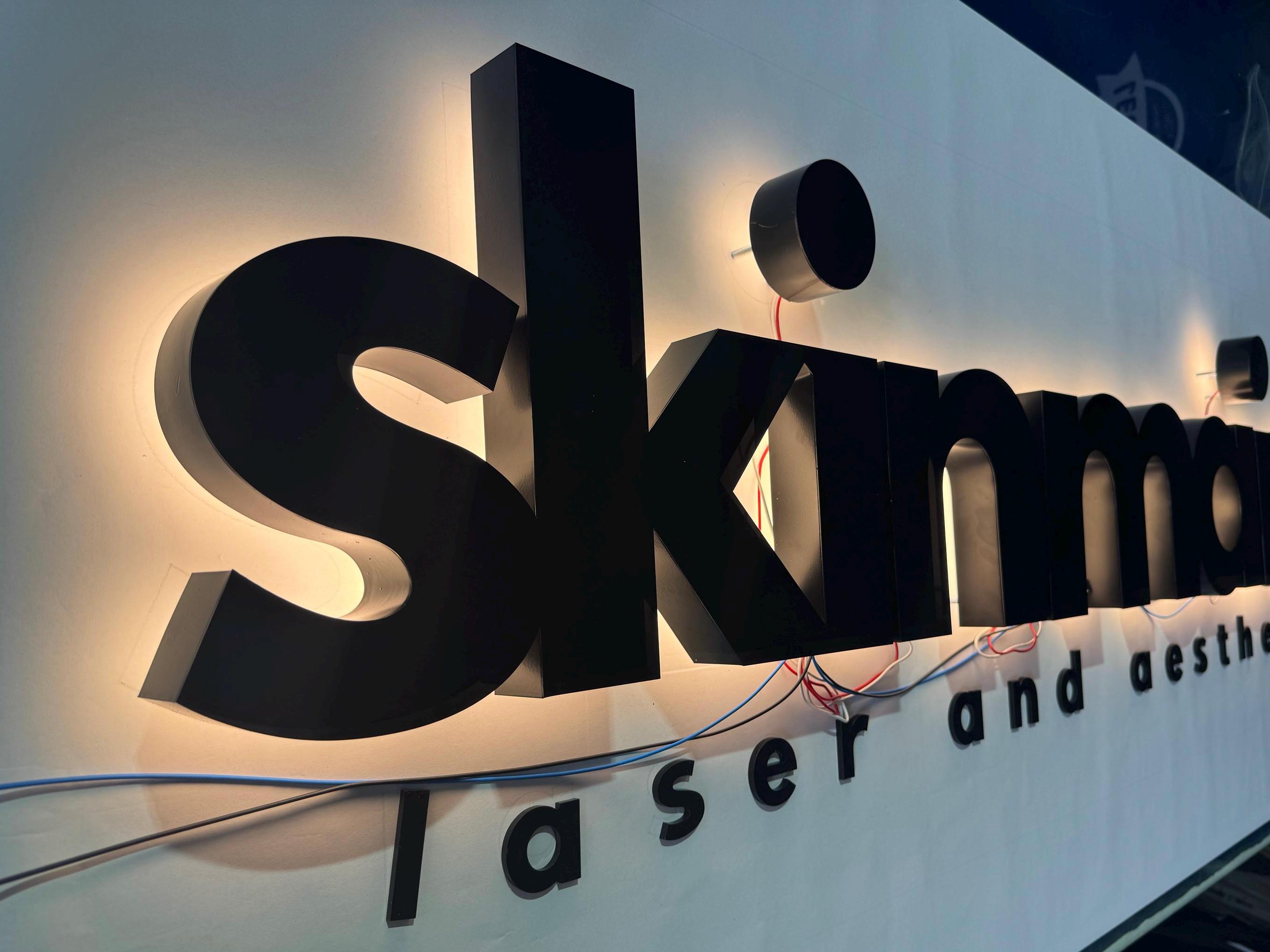Brushed Gold Backlit Sign | 3D Chrome Letters | Modern Business Signage ...