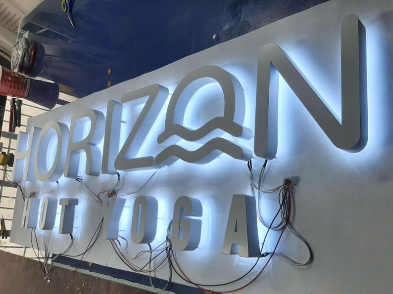 Brushed Gold Backlit Sign | 3D Chrome Letters | Modern Business Signage ...