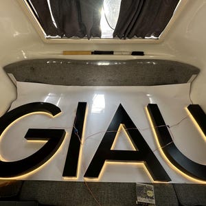 3D Wall Sign: Stainless Chrome Matte Black Backlit Letters