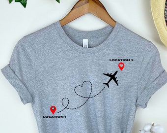 Custom Location Shirt, Custom Travel Shirt, Long Distance Relationship Shirt, Custom Plane Shirt, Airplane Mode Tee, Travel Buddies Shirt