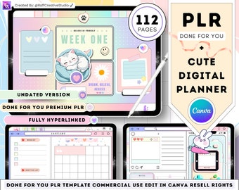 PLR Rivendi pianificatore digitale, Uso commerciale, Canva modificabile, Collegamento ipertestuale, Download istantaneo, Modelli giornalieri, settimanali, mensili personalizzabili