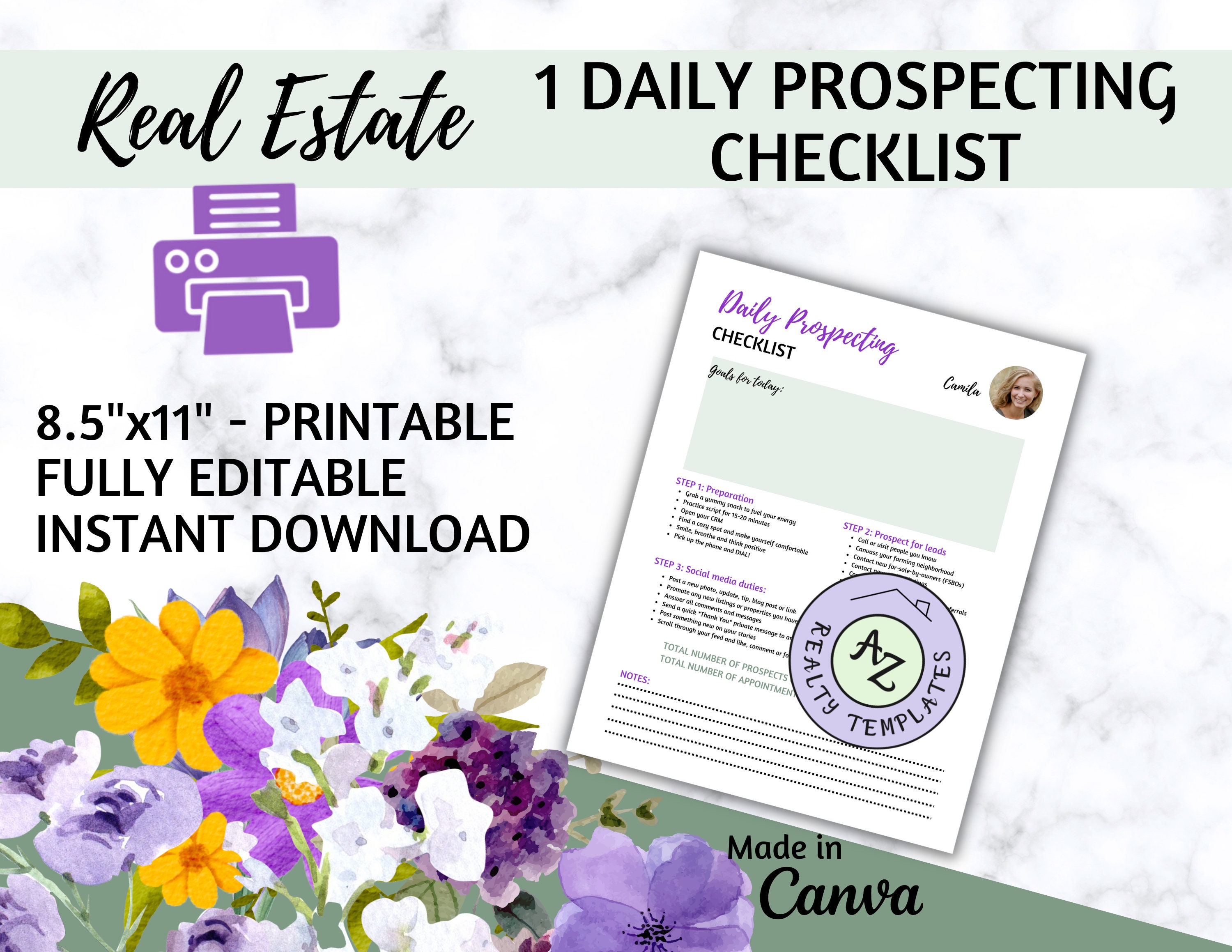 1 Daily Prospecting Checklist Broker Real Estate Agent - Etsy Australia