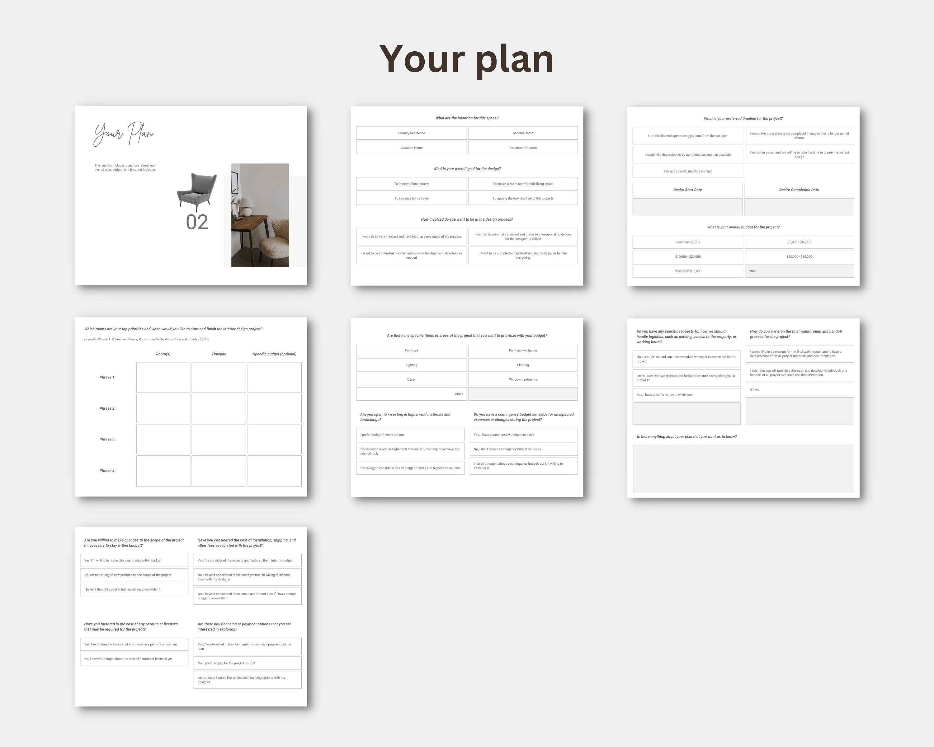 ELEGANT Interior Design QUESTIONNAIRE Startup Interior Etsy