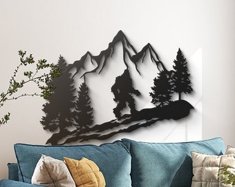 Majestic Sasquatch Metal Wall Art: Bigfoot Decor