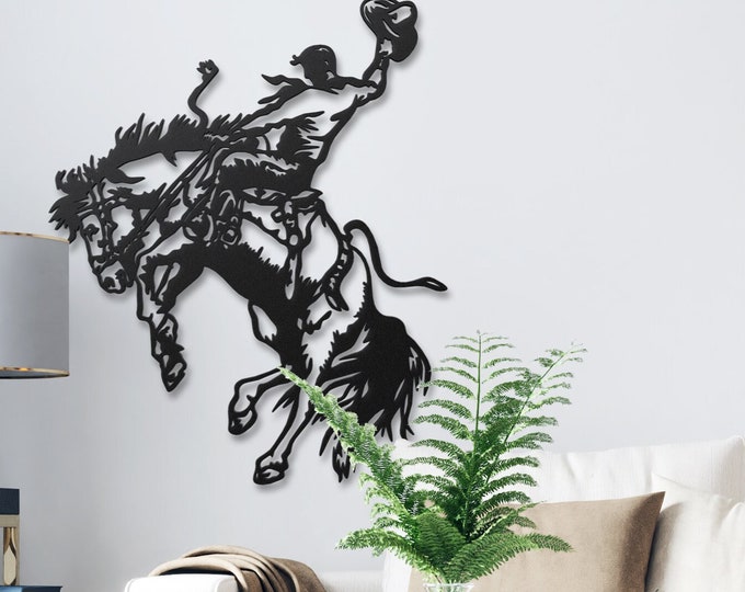 Rodeo Metal Wall Art Cowboy With Horse Wall Decor