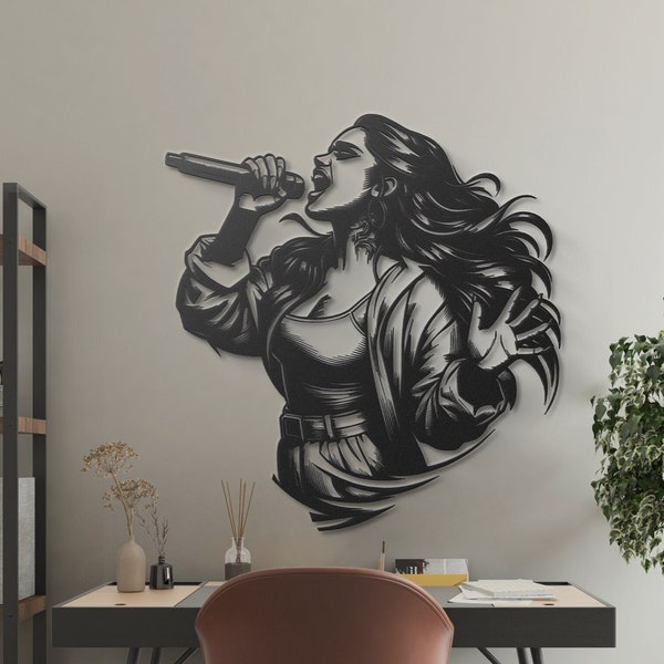Elegant Female Singer Metal Wall Art - Handcrafted Music Inspired Home Decor