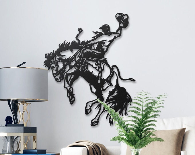 Rodeo Metal Wall Art Cowboy With Horse Wall Decor
