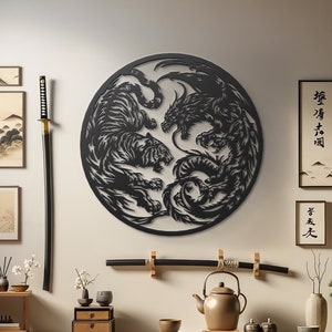 Dragon vs. Tiger Metal Wall Sculpture - Unique Artwork for a Bold Statement Piece