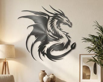 Decorazione murale in metallo raffigurante un drago - Bestia mitologica - Decorazione murale, regalo per gli amanti dei draghi