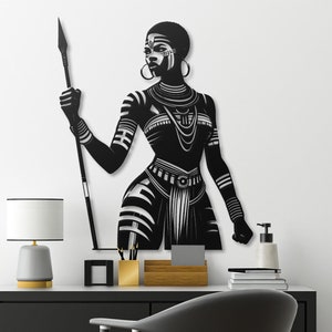 African Woman Metal Wall Art | African Wall Art African Tribal Home Decor Afrocentric Living Room Decor
