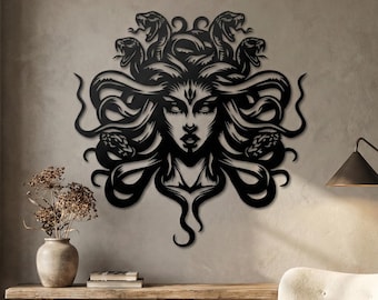 Arte de pared de metal de Medusa Gorgona - Decoración para sala de juegos