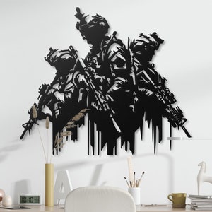 Metalen muurkunst soldaten - militair ontwerp - gedurfd patriottisch interieur