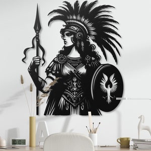 Metal Female Roman Soldier Wall Art: Ancient Warrior Decor