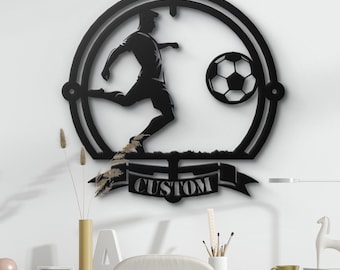 Custom Soccer Player Metal Wall Art Personalized Sports Decor