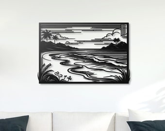 Tropical Beach Metal Wall Art Coastal Home Wall Decor