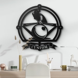Custom Billiard Player Metal Wall Art: Personalized Sports Decor