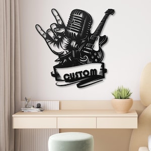 Custom Rock N Roll Metal Wall Art Custom Guitar Decor Custom Music Wall Decor Guitarist Gift