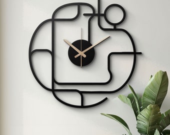 Geometric Metal Wall Clock: Modern Minimalist Art Wall Decor