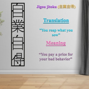 Kanji Metal Wall Art  Kanji Wall Decor Japanese Idiom Art Kanji Wall Writing