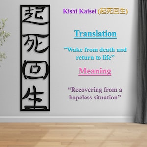 Kanji Metal Wall Art  Kanji Wall Decor Japanese Idiom Art Kanji Wall Writing