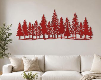 Metal Pine Tree Wall Art Nature Forest Decor, Farmhouse Gift, Tree Forest Wall Decor, Cabin Nature Decor Gift