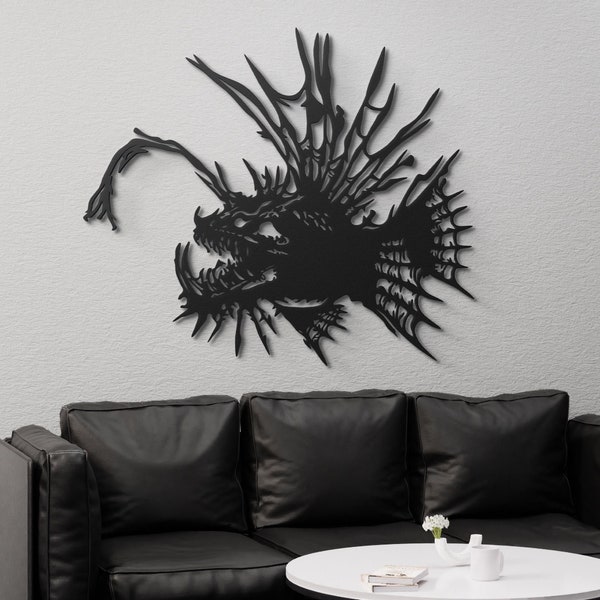 The Deep Sea Fish Metal Wall Art Anglerfish Art Pelagix Fish Wall Decor Deep Sea Art Game Room Decor Man Cave Art