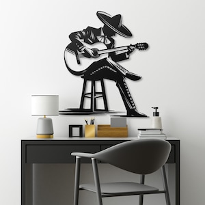 Mariachi Metal Wall Art Mexican Guitarist Wall Decor Musician Gift Music Art Mariachi Art