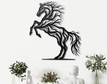 Muurkunst metalen paard modern muurontwerp gefokt paard