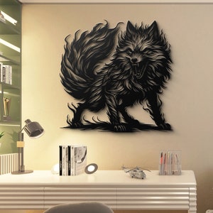 Fuchs Metall Wandkunst - Feurige Fuchs Silhouette - Modernes Wohndekor - Künstlerisches Stück für Wohnzimmer, Arbeitszimmer oder Eingangsbereich