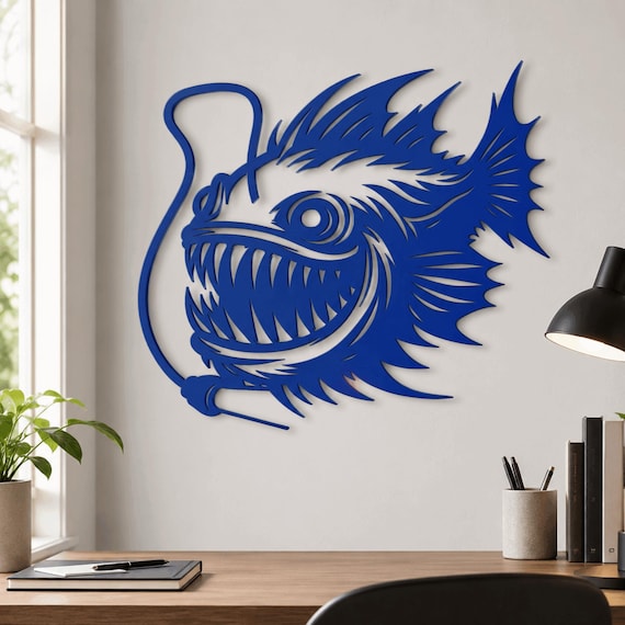 Anglerfish Metal Wall Art: Deep Sea Fish Wall Decor ,