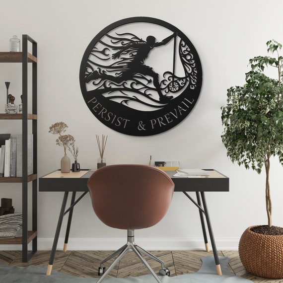 Endurance Runner Metal Wall Art: PERSIST & PREVAIL - Motivational Wall Art Office Gym Decor