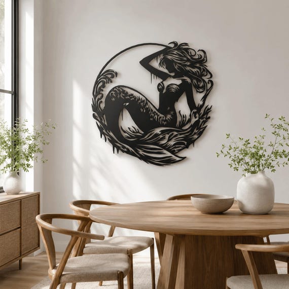 Elegant Mermaid Metal Wall Art Enchanting Ocean Wall Decor