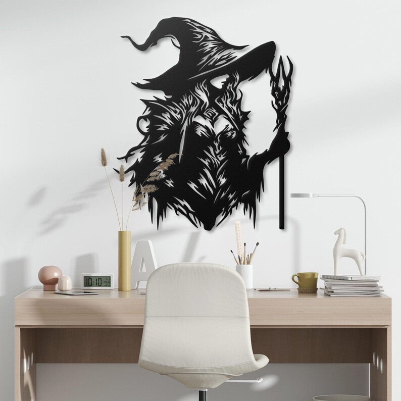 Enchanting Witch Metal Wall Art Mystical Witch Holding Staff Design
