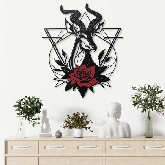 Geometric Antelope Metal Wall Art – Modern Animal Decor