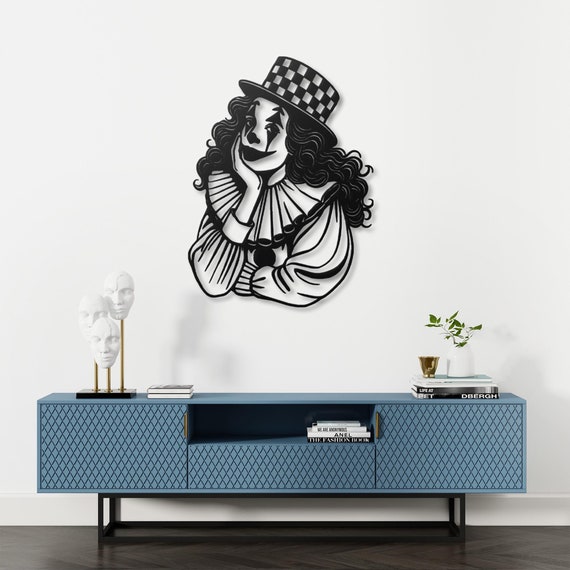 Metal Clown Wall Art | Clown Face Metal Wall Decor | Jester Themed Home Decor | Vintage Circus Clown Metal Art | Unique Metal Wall Hanging