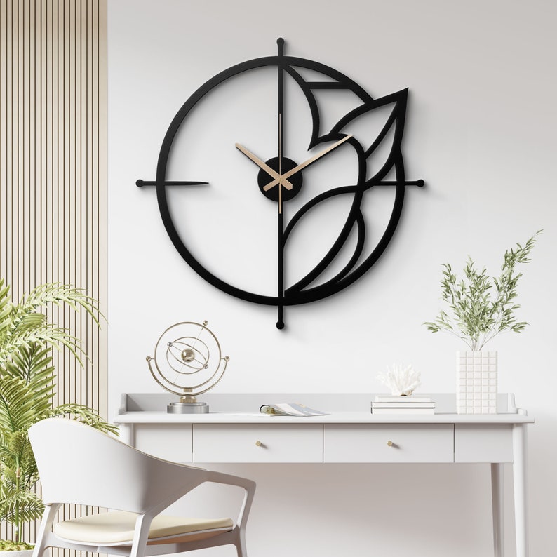 Modern Metal Wall Clock - Minimalist Geometric Design - Unique Home ...