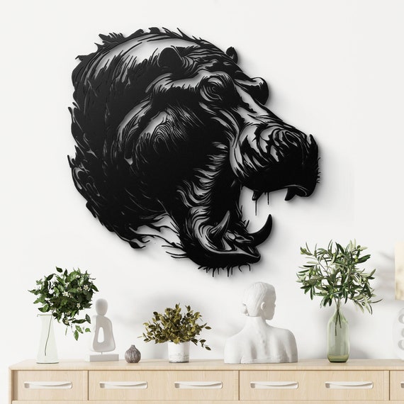 Hippopotamus Metal Wall Art - Stylized Hippo Silhouette - Modern Home Decor - Perfect for Living Room, Entryway, or Office