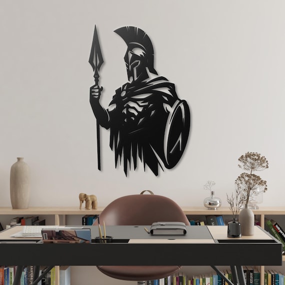 Spartan Warrior Metal Wall Art | Greek Soldier Decor | Unique Spartan Helmet Art | Ancient Warrior Metal Artwork | Home & Office Decor