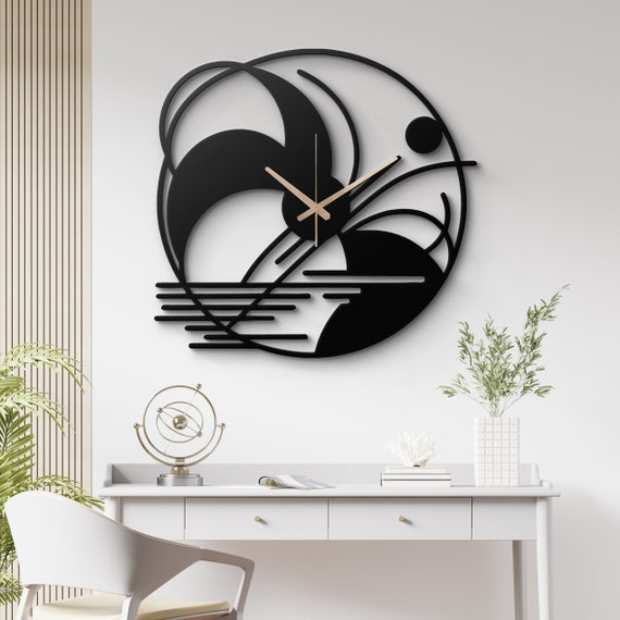 Abstract Geometric Metal Wall Clock - Modern Art Decor