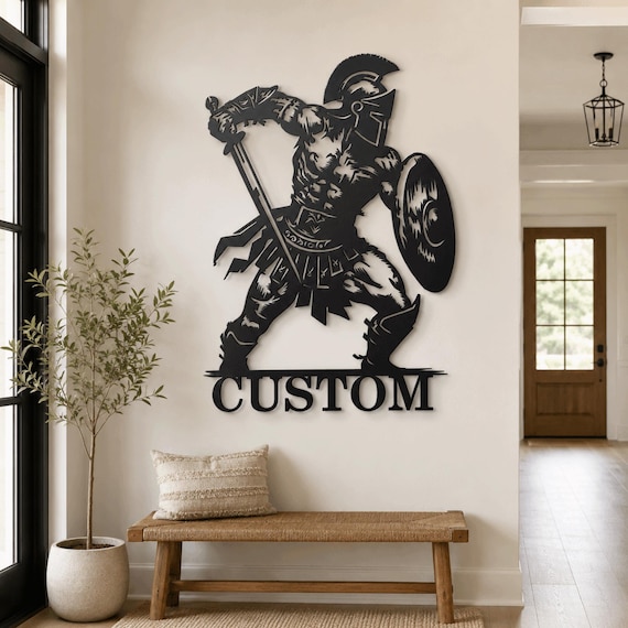 Custom Spartan Warrior Metal Wall Art Ancient Greek Warrior Decor ,