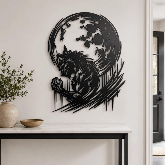 Gothic Werewolf Metal Wall Art: Halloween Decor, Fantasy Gift ,