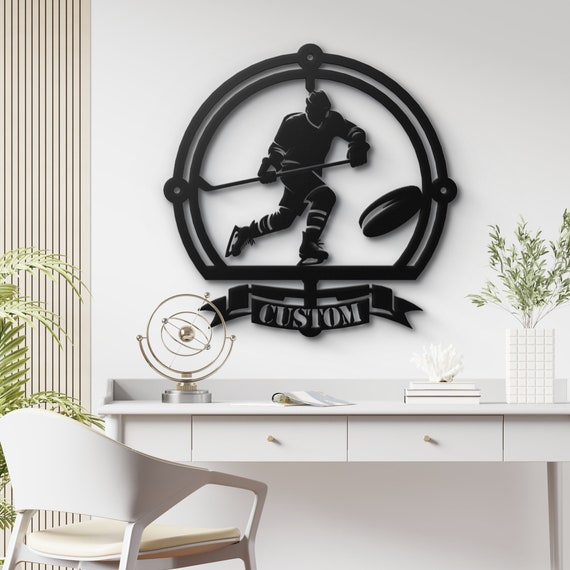 Custom Ice Hockey Player Metal Wall Art - Personalized Sports Decor - Hockey Gift for Him & Her