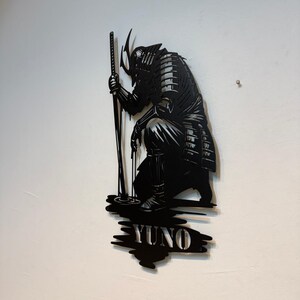 Custom Samurai Portrait Metal Art Personalized Japanese Warrior Sign, Ninja Warrior Gift, Katana Decor, Father's Day Gifts , image 7