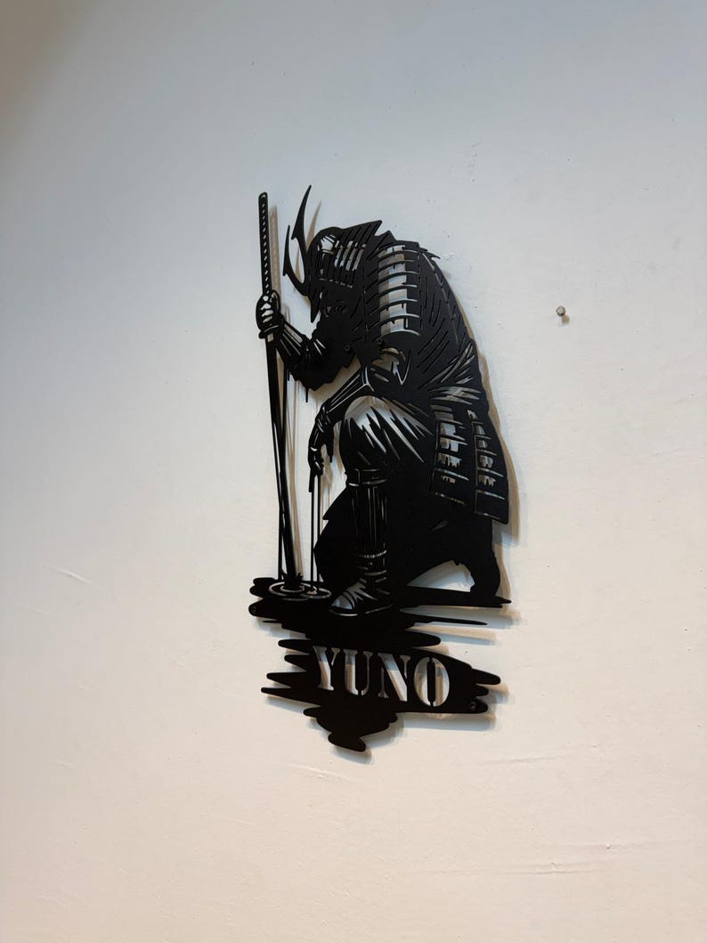Custom Samurai Portrait Metal Art Personalized Japanese Warrior Sign, Ninja Warrior Gift, Katana Decor, Father's Day Gifts , image 7