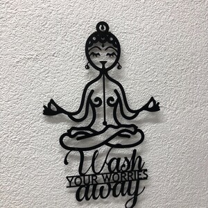 Buddha Metal Wall Art Zen Decor - Wash Your Worries Away Decor , image 7